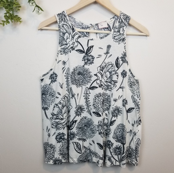 Anthropologie Tops - Postmark • Cream Flower Print High Neck Tank